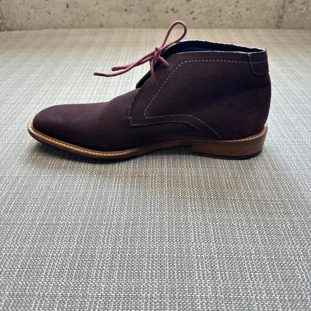 Ted Baker Linnus Mens 8.5 Suede Chukka Boots Burgundy Maroon Ankle Shoes